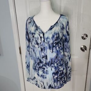 Zac & Rachel Blue and White Abstract Blouse